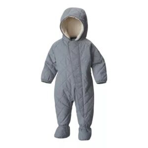 Columbia Baby Meet Cute Bunting Snowsuit Diamond Quilted Gray Sherpa 3-6 Months